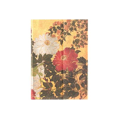 9781439796092-Paperblanks Rinpa Florals - Journal - relié - midi - 125 x 180 mm - 72 feuilles / 144 pages - papier crème - ligné - natsu - couverture rouge - cart-Front-0