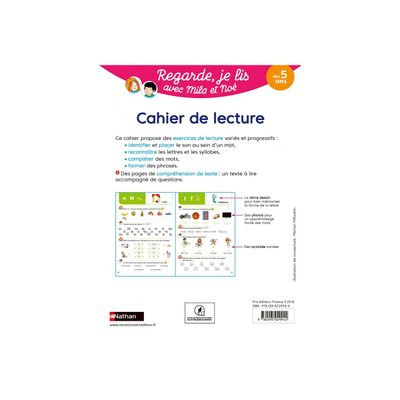 9782095029944-Cahier de Lecture - Regarde, je lis avec Mila et Noé - par Battut Eric, Gribouille Mary - livr-Close-up-1