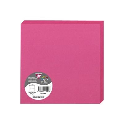 3329680214406-Clairefontaine Pollen - Papier - Fuchsia - 160 x 160 mm - 210 g/m² - 25 carte(s) cartes pliées e-Front-0