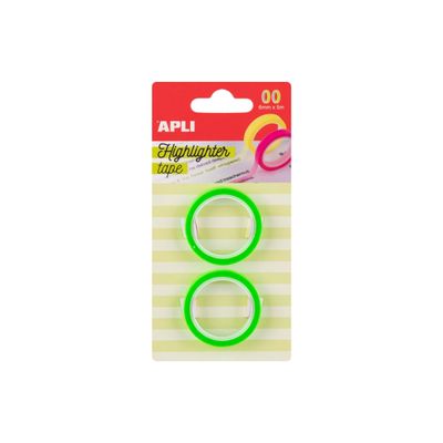 8410782196655-APLI kids - Highlighter tape - 2 pièces - 6 mm x 5 m - bleu fluorescent, vert fluorescent, rose fluorescent, jaune fl-Front-4