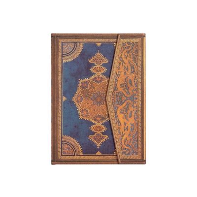 9781439782002-Paperblanks Safavid Binding Art - Journal - reliure piquée - midi - 125 x 180 mm - 72 pages / 144 pages - papier ivoire - uni - Indigo safavide - couverture bleue - carton comprim-Front-0