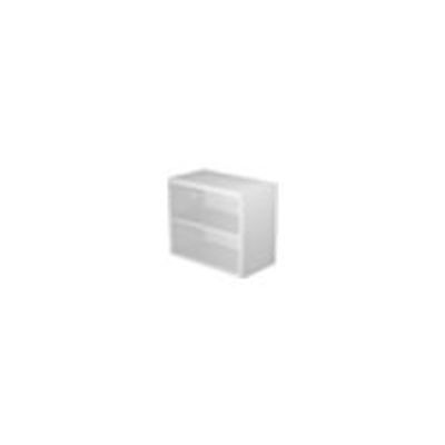 0404052257670-Bibliothèque basse Trend - L80xP44xH72 cm - 2 portes en verre dépoli - gris-Right-angle-0