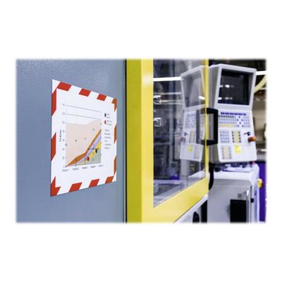 4005546406596-Durable Duraframe Magnetic Security - Cadre d'affichage magnétique bicolore - A4 - rouge/bl-Left-angle-14