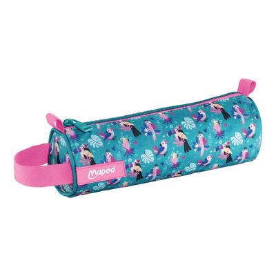 3154149329045-Maped - Trousse Scolaire Ronde en Polyester - Fermeture Éclair en Nylon - Tropical-Left-angle-0