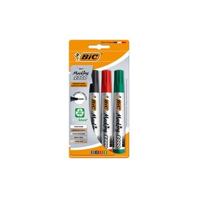 3086120020040-BIC Marking 2000 ECOlutions - Pack de 4 marqueurs permanents - pointe ogive - couleurs assorties-Front-0