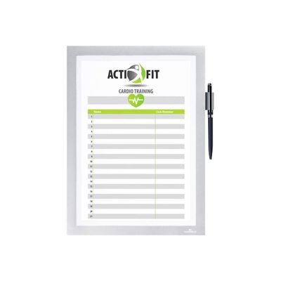 4005546407043-Durable Duraframe Note - Cadre d'affichage adhésif - A4 - argent - avec porte-stylo-Front-1