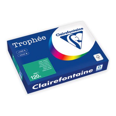 3329680003703-Clairefontaine Trophée - Papier - vert forêt - A4 (210 x 297 mm) - 120 g/m² - Ramette de 2-Left-angle-0