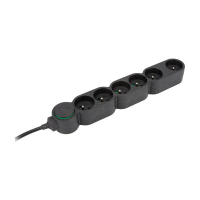 3545411896585-zenitech Home Green - Multiprises avec 6 prises 16A + interupteur -  3680 Watt - 1.5 m cordon-Left-angle-1