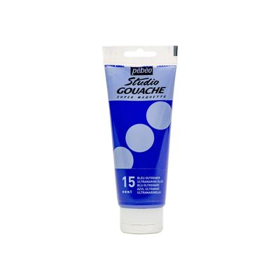 3167862900156-Pebeo Studio Gouache - Peinture gouache - bleu outremer - opaque mat - 100 ml-Front-0