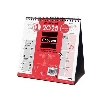 8422952380382-Finocam - Calendrier - de bureau - 2025 - mois à afficher - S - 190 x 190 mm - daté-Right-angle-0