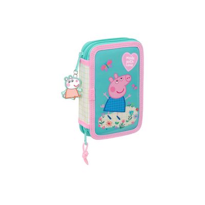 8412688524037-SAFTA - Trousse - double, 29 pcs - Peppa Pig "Pretty Flowers"-Left-angle-1