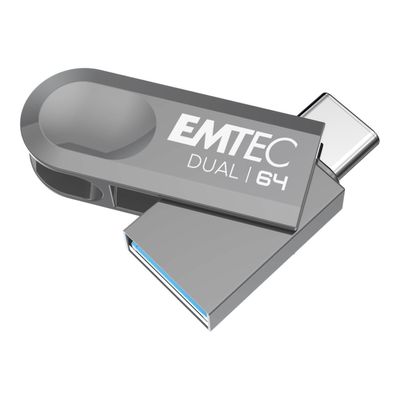 3126170182579-EMTEC Dual D280 - Clé USB 64 Go - USB 3.2 Gen 1-Front-0