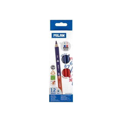 8411574055884-MILAN Bicolor MAXI - Crayon de couleur double pointe - rouge, bleu - 5 mm (pack de 12)-Front-1