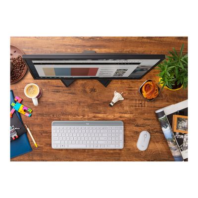5099206086555-Logitech Slim Wireless Combo MK470 - Ensemble clavier et souris - blanc cassé-Front-6