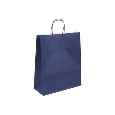 3700481686898-50 Sacs cadeau kraft - poignées torsadées - 35 cm x 14 cm x 41 cm - bleu marine-Front-0