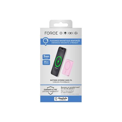 3571211525172-Force Power - Banque d'alimentation sans fil - magnetic, MagSafe, Qi, lifetime warranty - lithium ion / lithium polymère - 5000 mAh - 15 Watt - 3 A (24 pin USB-C) - sur le câble : US-Front-1
