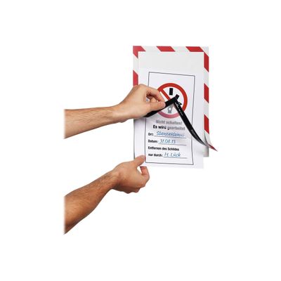 4005546406565-Durable Duraframe Security - 2 Cadres d'affichage bicolore - A4 - rouge/blanc (encadrement magnét-Front-9
