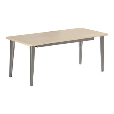 2012349455227-Bureau EVIDENCE - 120 cm - Pieds blancs - Plateau imitation hêtre-Left-angle-1
