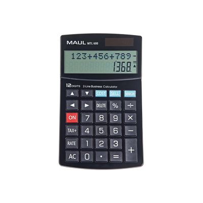 4002390085564-Calculatrice de bureau Maul MTL 600 - 12 chiffres - panneau solaire et pile - noir-Front-0