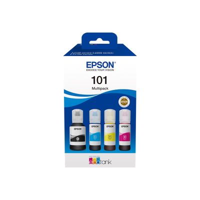 8715946701288-Epson 101 Multipack - Pack de 4 - noir, jaune, cyan, magenta - original - réservoir d'encre - pour Epson L4260, L4266, L6190, L6260, L6270, L6276, L6290; EcoTank L1415-Front-0