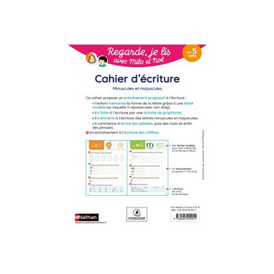 9782095029951-Cahier d'écriture - Regarde, je lis avec Mila et Noé - par Battut Eric, Gribouille Mary - liv-Close-up-1