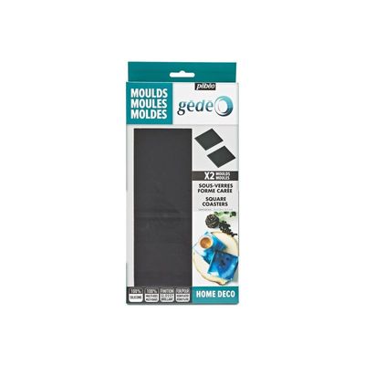 3597587666110-Pebeo GÉDÉO Glass Coaster - Moule de modélisation - carré - 15 x 15 cm - silicone (pack de 2)-Front-0