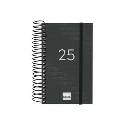 8422952387268-Finocam - Agenda - 2025 - 1 jour par page - reliure à spirale - E3 - 79 x 127 mm - noir - polypro-Front-0