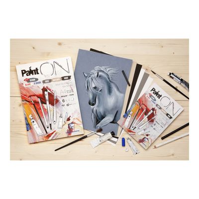 3329689754095-Bloc 24 feuilles - A5 (145 x 210 cm) - 250g - blanc, gris, noir, naturel, denim - Clairefontaine-Front-2