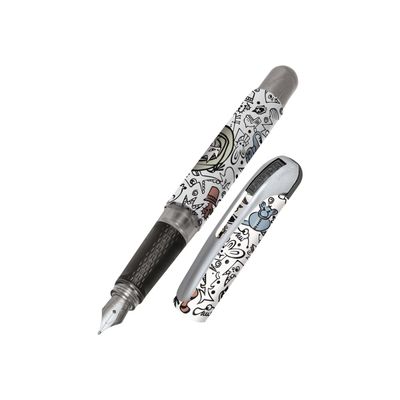 4014421126207-ONLINE College - Stylo plume - angry animals - bleu - 0.5 mm - pointe moyenne-Left-angle-0