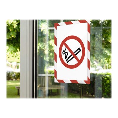 4005546406596-Durable Duraframe Magnetic Security - Cadre d'affichage magnétique bicolore - A4 - rouge/bl-Right-angle-5