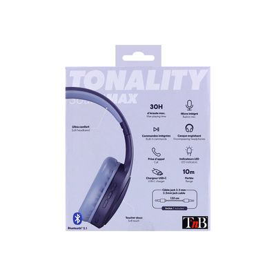 3303170117576-T'nB TONALITY - Casque avec micro - sans fil, filaire - jack 3,5mm - isolation acoustique - bleu ma-Back-6