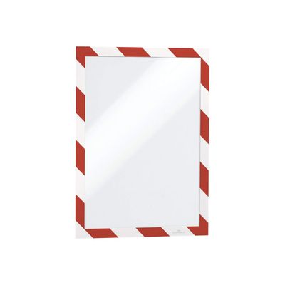 4005546406596-Durable Duraframe Magnetic Security - Cadre d'affichage magnétique bicolore - A4 - rouge/blanc-Front-0