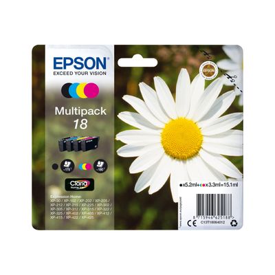 8715946518169-Epson 18 Pâquerette - Pack de 4 - noir, cyan, magenta, jaune - cartouche d'encre originale-Front-1