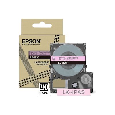8715946713922-Epson LabelWorks LK-4PAS - Rose tendre/gris - Rouleau (1,2 cm)-Front-1