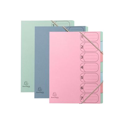3130630562399-Exacompta - Trieur Harmonika Recyclé avec Élastiques - 7 Compartiments - Autentik - Couleurs Ass-Front-0