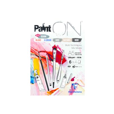 3329689754095-Bloc 24 feuilles - A5 (145 x 210 cm) - 250g - blanc, gris, noir, naturel, denim - Clairefontaine-Front-1