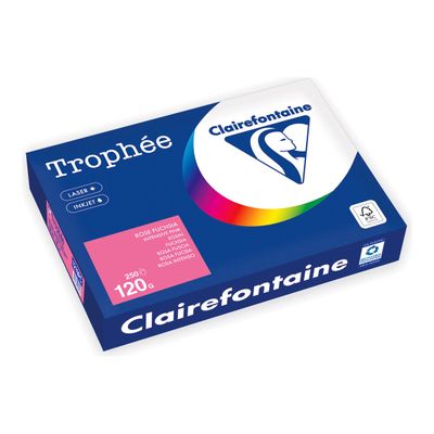 3329680003543-Clairefontaine Trophée - Papier - rose intense - A4 (210 x 297 mm) - 120 g/m² - Ramette de -Left-angle-0
