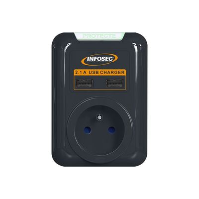 3700085612972-INFOSEC S1 USB NEO - Parasurtenseur - 3680 Watt - noir-Front-2
