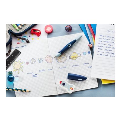 4006381616324-STABILO EASYbirdy 3D DreamWorld - Stylo plume - non permanent - bleu roi-Left-angle-5