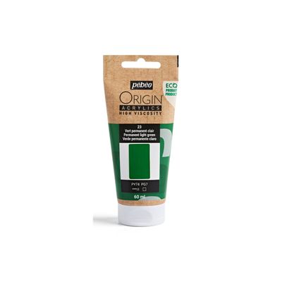 3167868170232-Pebeo Origin - Peinture - acrylique à base d'eau - vert clair nacré - opaque - mat - 60 ml-Front-0
