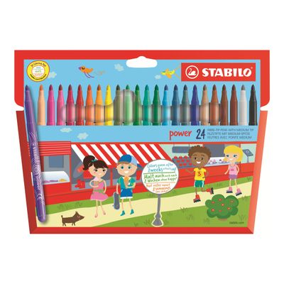3168070280245-STABILO power - Feutre - couleurs assorties - 2 mm - large (pack de 24)-Front-0
