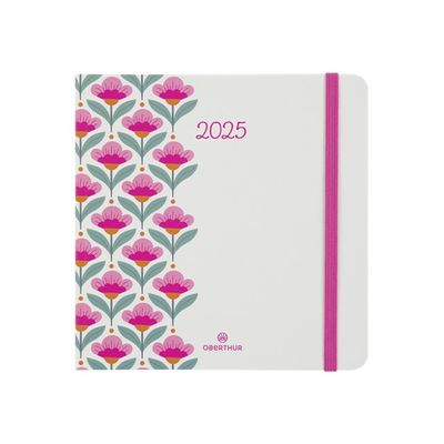 3664447180977-Oberthur Anahita - Agenda - 2025 - semainier - carré - 165 x 165 mm - 128 pages -  blanc - rétro-Front-0