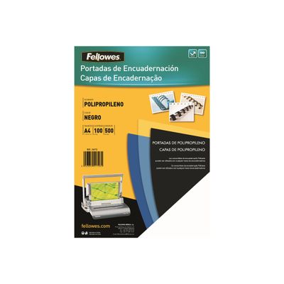 0043859517961-Fellowes  - 100 couvertures à reliure A4 (210 x 297 mm) - 450 microns - noir-Front-0