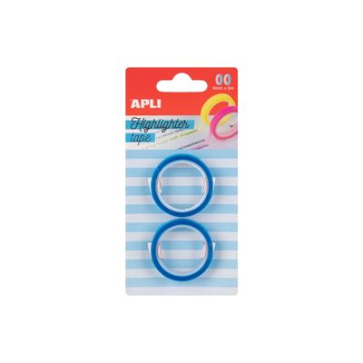8410782196655-APLI kids - Highlighter tape - 2 pièces - 6 mm x 5 m - bleu fluorescent, vert fluorescent, rose fluorescent, jaune fl-Front-5