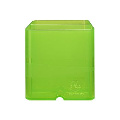 9002493099715-Exacompta Pen-Cube - Pot à crayons vert anis translucide-Front-0