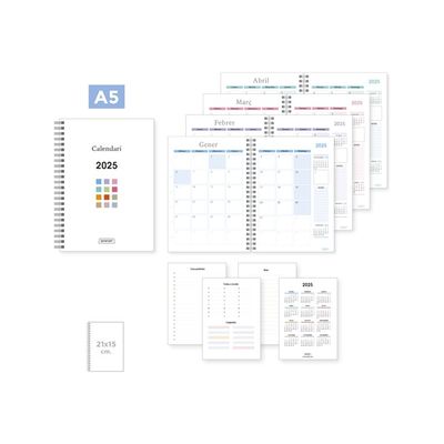 8412885241829-Senfort - Calendrier - 2025 - mois à consulter/2 mois à paginer - 210 x 150 mm - daté-Front-0