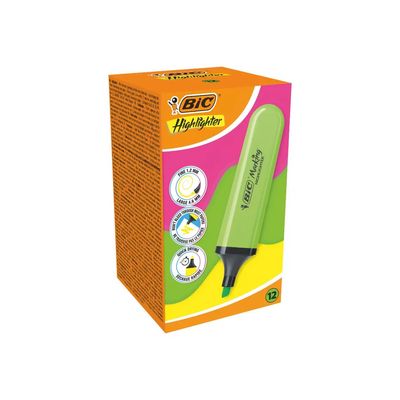 3086123742888-BIC Marking - Surligneur - vert fluo - 1.2-4.6 mm - fin (pack de 12)-Left-angle-2