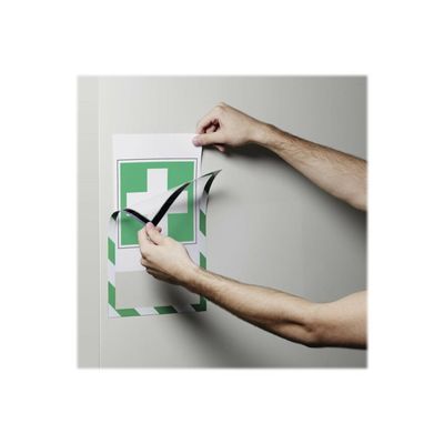 4005546406589-Durable Duraframe Magnetic Security - Cadre d'affichage magnétique bicolore - A4 - vert/bla-Left-angle-13