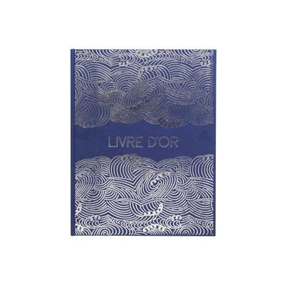 3130630473022-Exacompta Japan - Livre d'or - 270 x 220 mm - 50 feuilles / 100 pages - papier blanc - impressions japonaises - couverture bleue - cart-Front-0