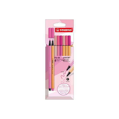 4006381616218-STABILO - Ensemble de feutre fin et de marqueur - shades of pink - couleurs assorties - 8 pièces-Front-0